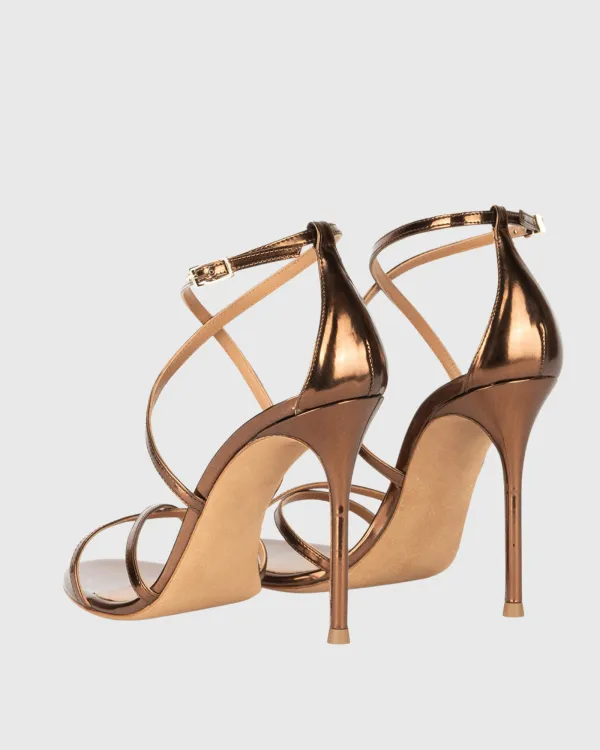 Cross Strap Sandals in Rose Gold