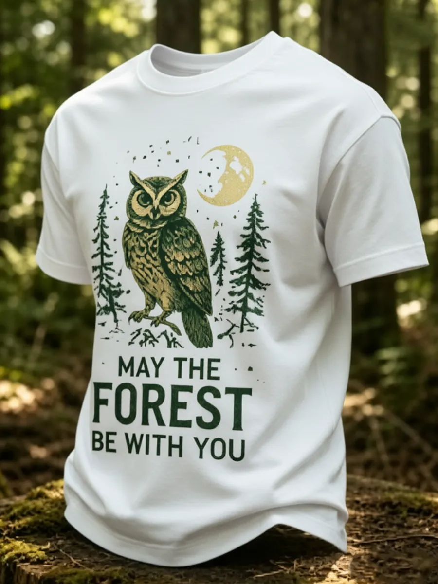 Men's May The Forest Be With You Printed Casual T-Shirt