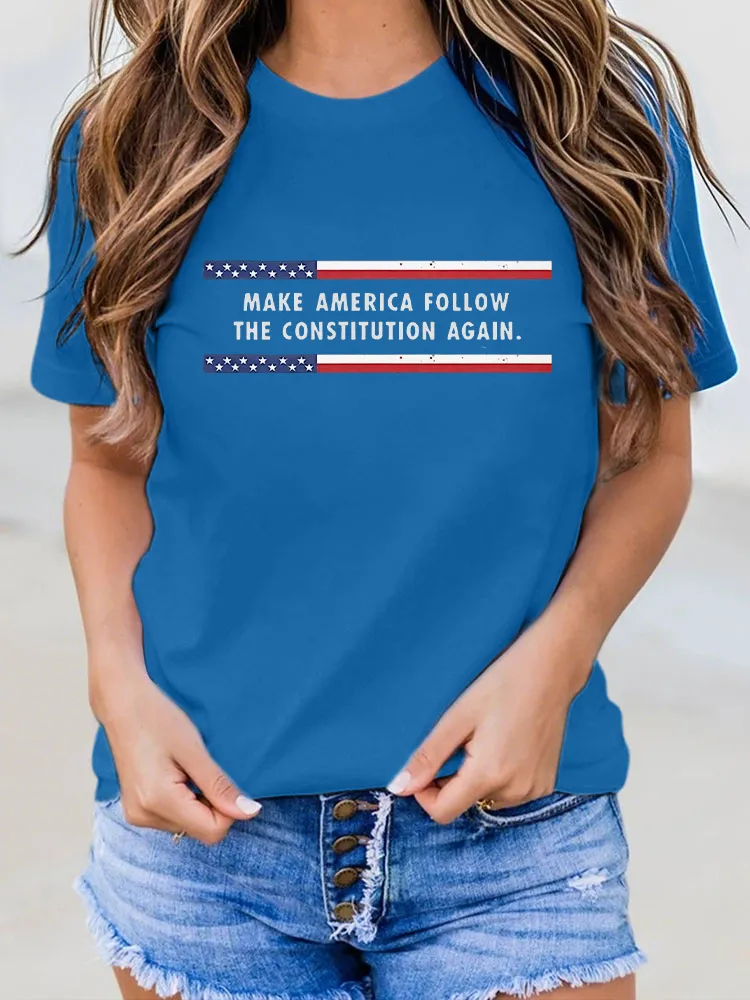 Woman'S Make America Follow The Constitution Again Crew Neck Short Sleeve T-Shirt