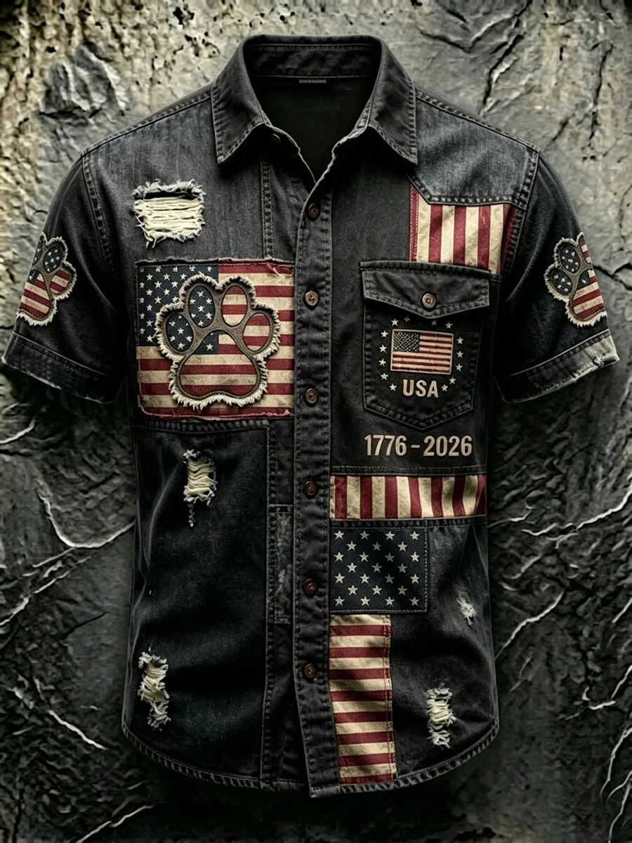 Men'S 250Th Anniversary National Paw Prints Print  Shirt