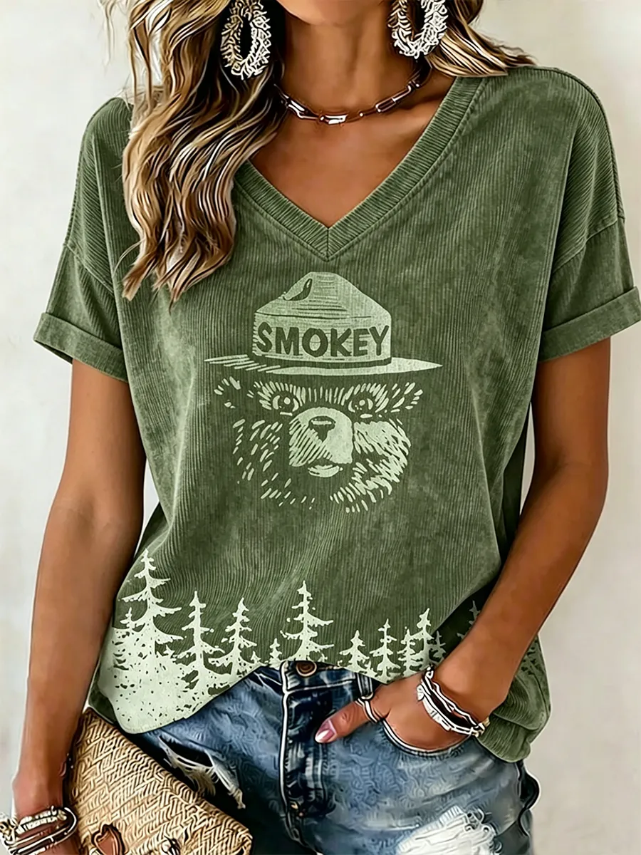 Women's Resist Bear Print Short Sleeve T-shirt