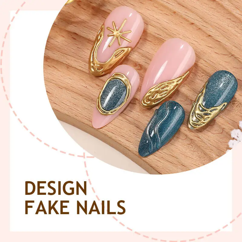 Nailhour 24Pcs 3D Rhinestone Medium Almond Press On Nails