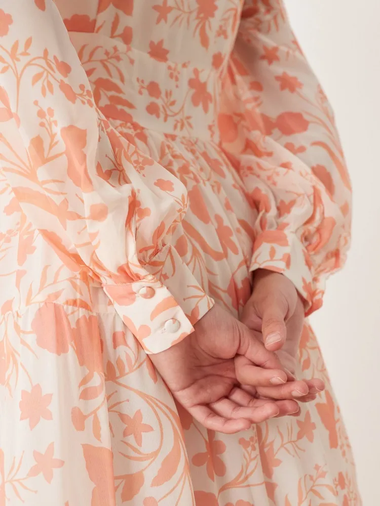 Tiered Floral Long Sleeve Maxi Dress