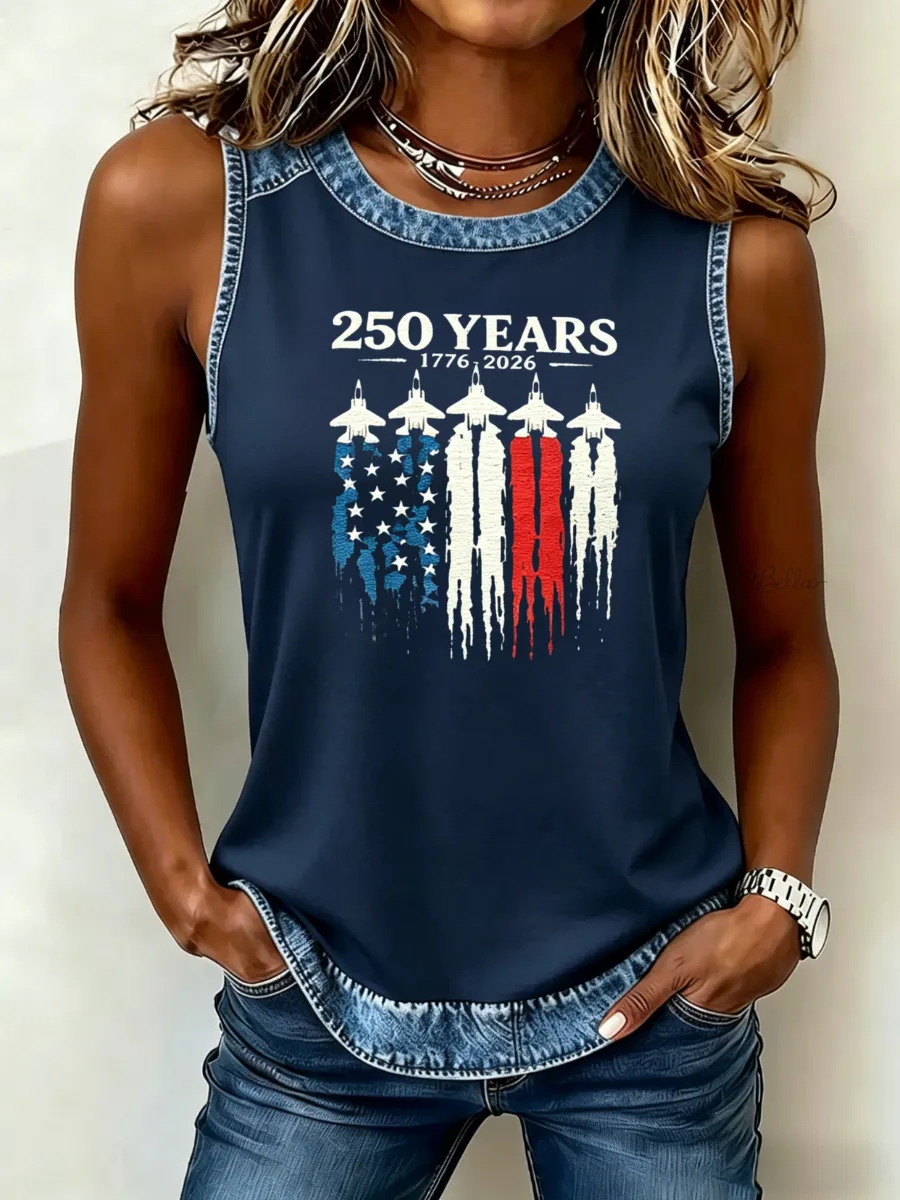 Women's Casual 250 Years Print Short Sleeve Top