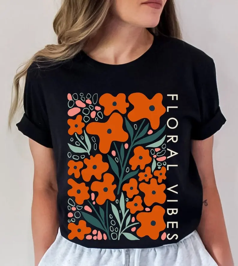 Bright Floral Vibes Print T-shirt