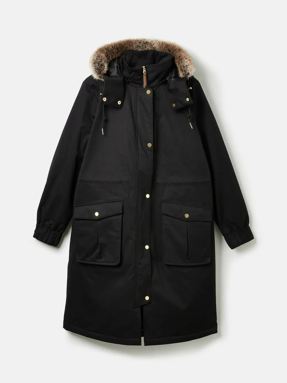Black Waterproof Fleece Lined Raincoat