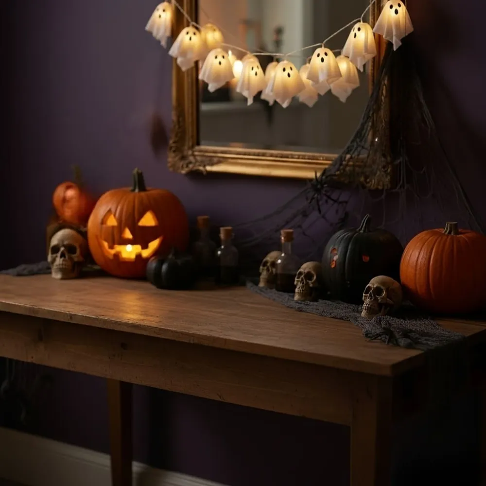 Halloween Screaming Ghost LED String Lights Horror Atmosphere Pendant