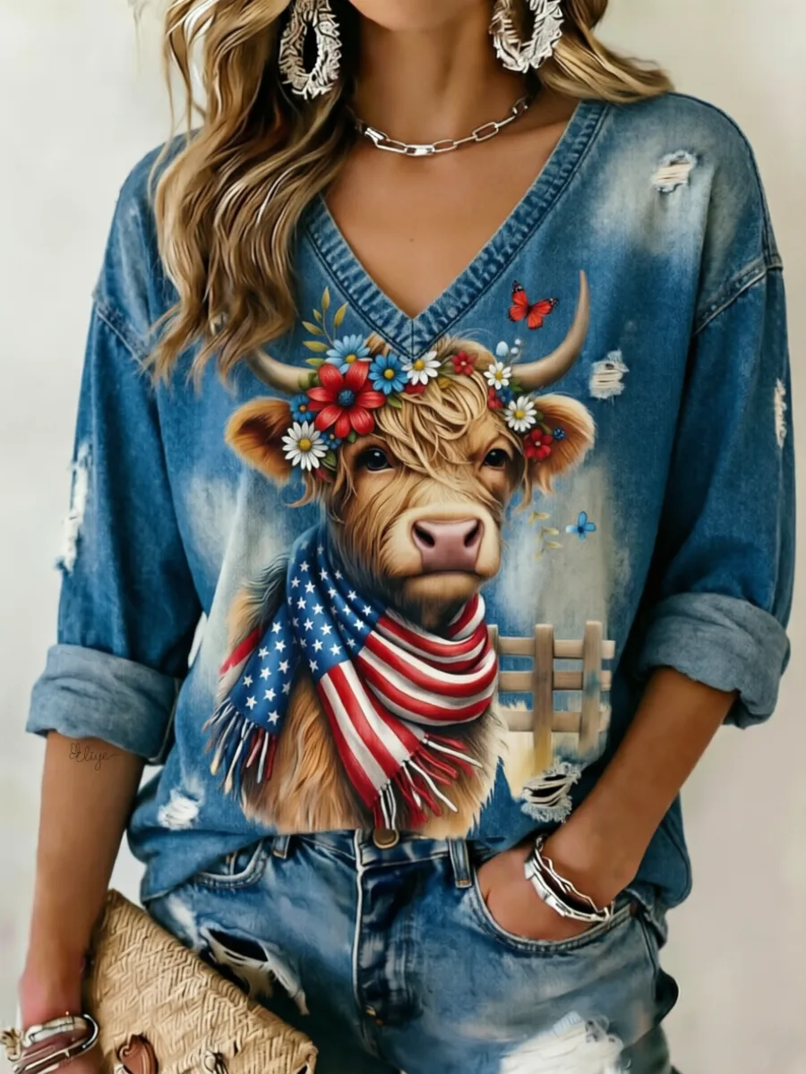 Women'S 250Th Anniversary Animal Printed Casual Top