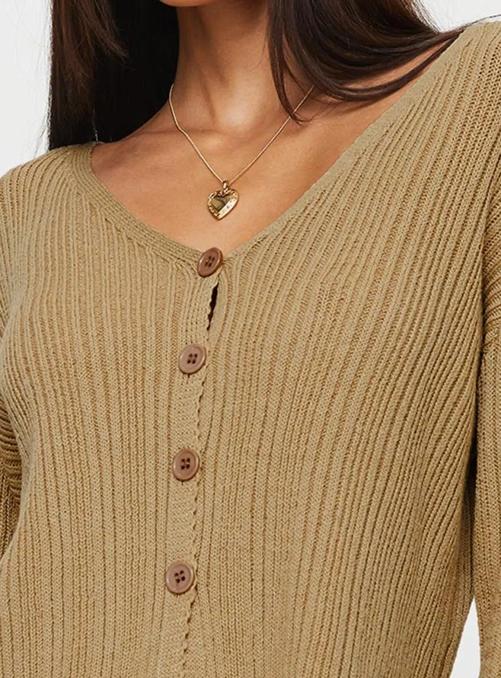 Knit Cardigan Beige Marle
