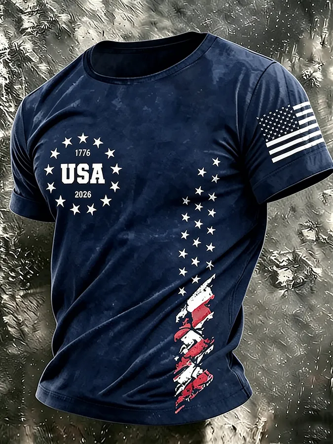 Men'S America Flag Printed Casual T-Shirt