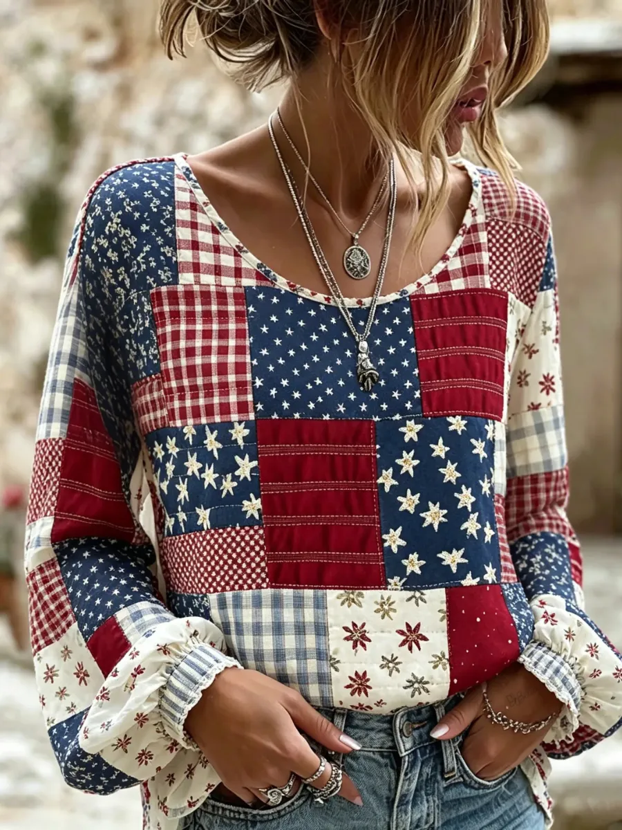 Women's Floral Fresh Round Neck Top