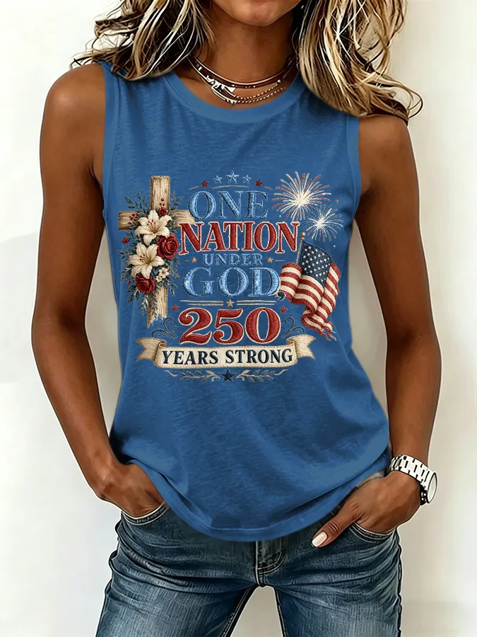 Women'S America Flag Printed Tank Top