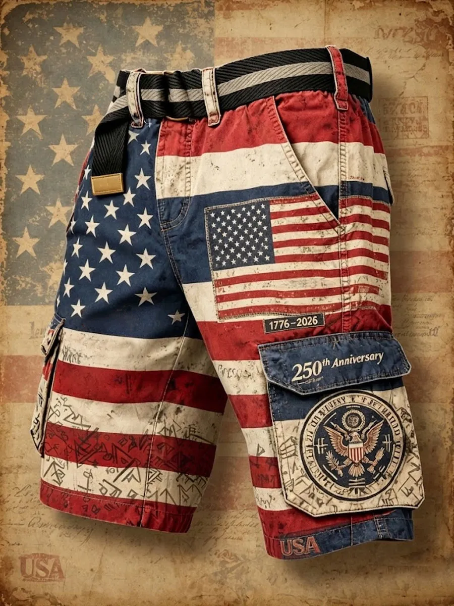 Men'S 250Th Anniversary Casual Cargo Shorts