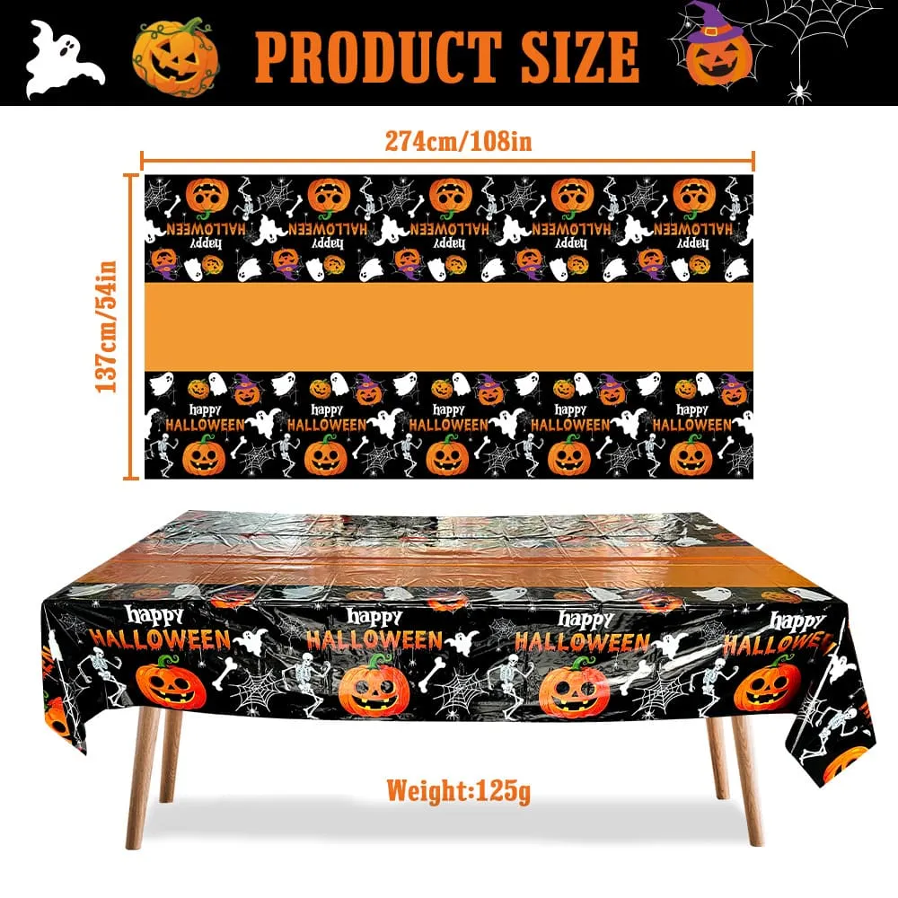 2Pcs Halloween Pumpkin Skull Disposable Tablecloth Party Supplies
