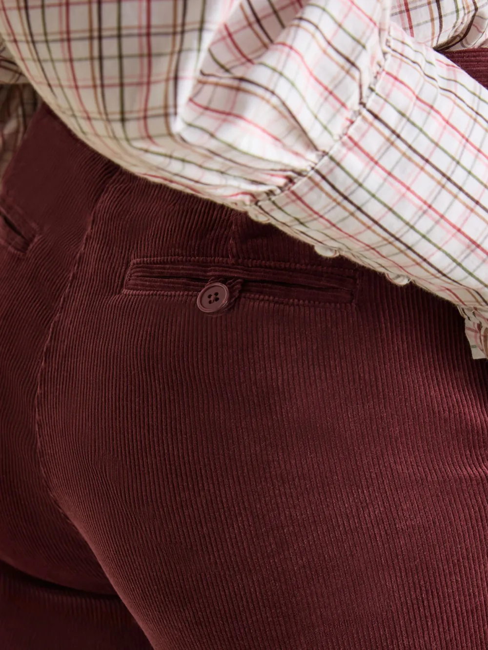 Cotton Burgundy Corduroy Tapered Trousers