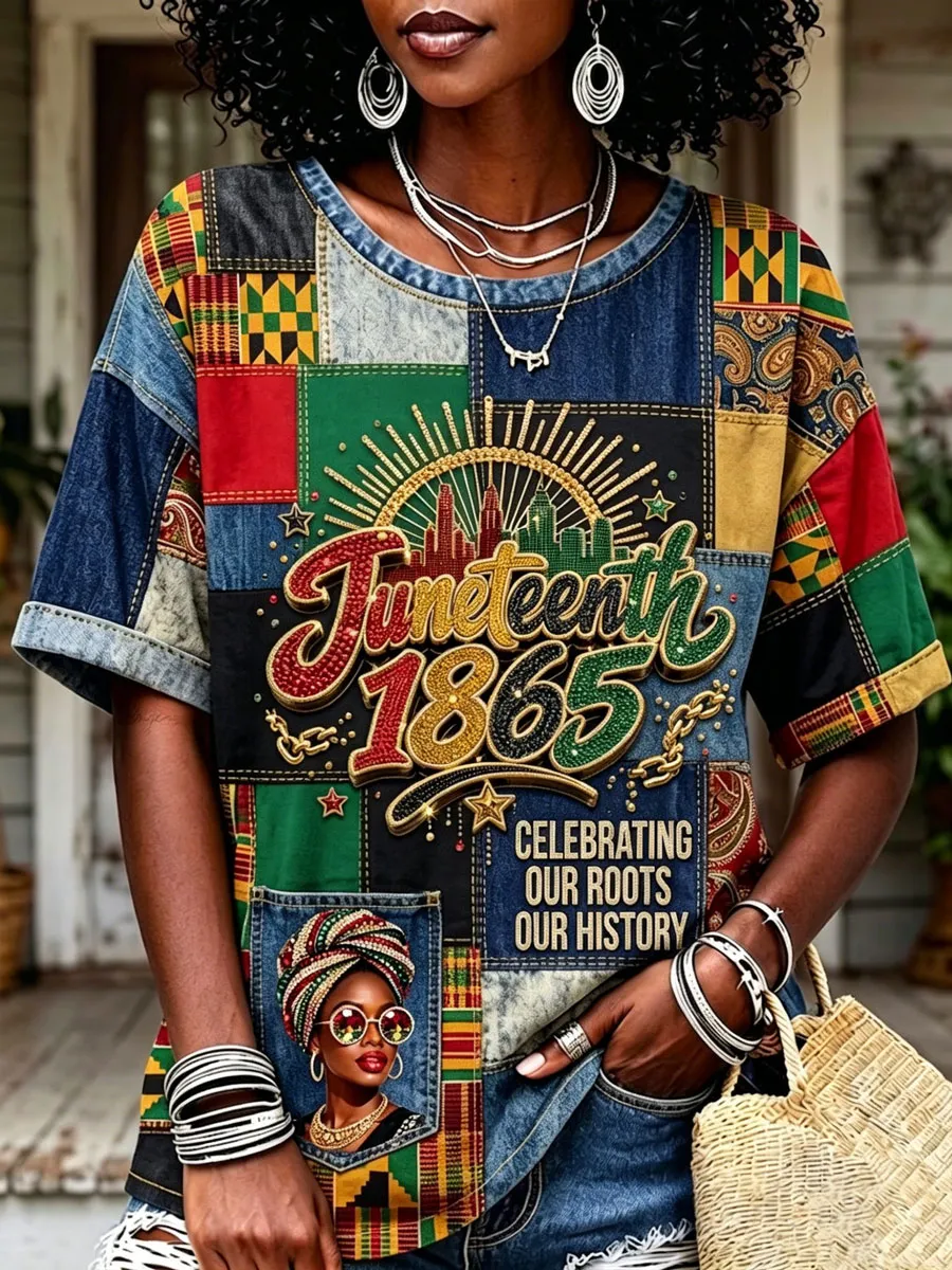 Women'S Juneteenth Print  T-Shirt
