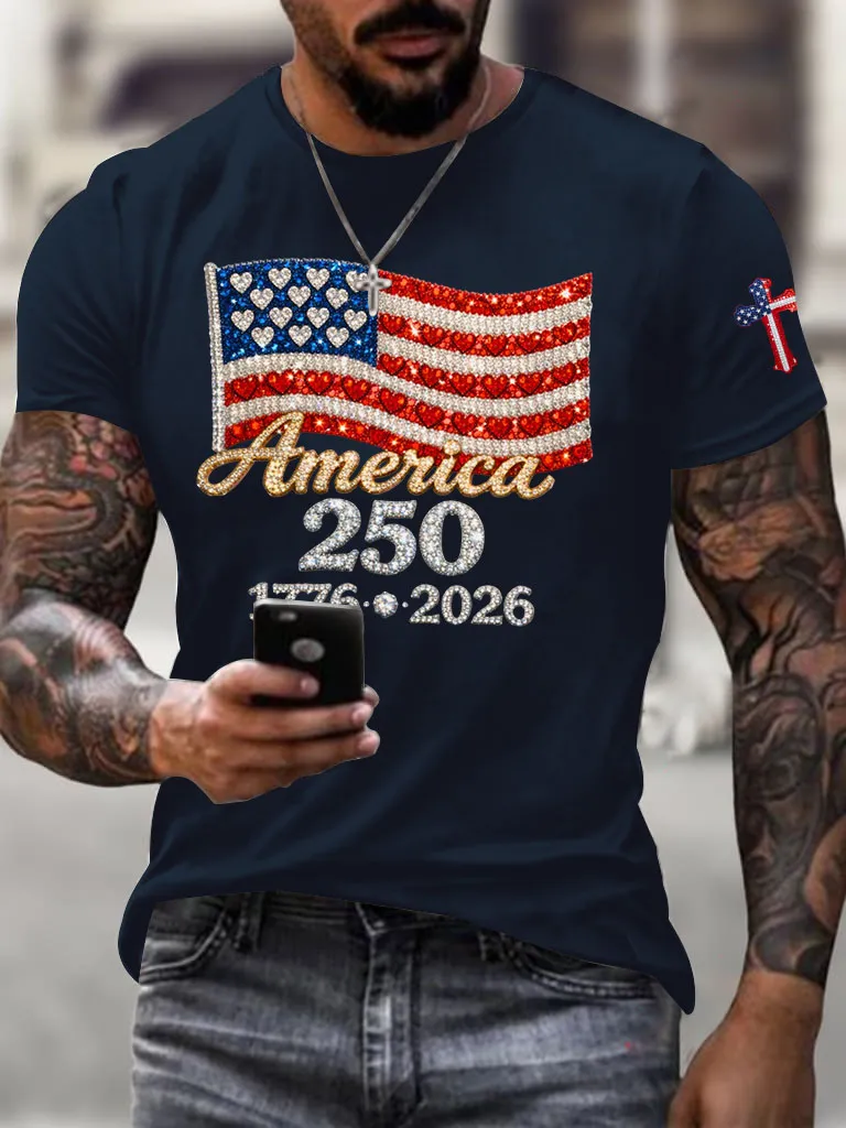 Men'S America Flag Printed Casual T-Shirt