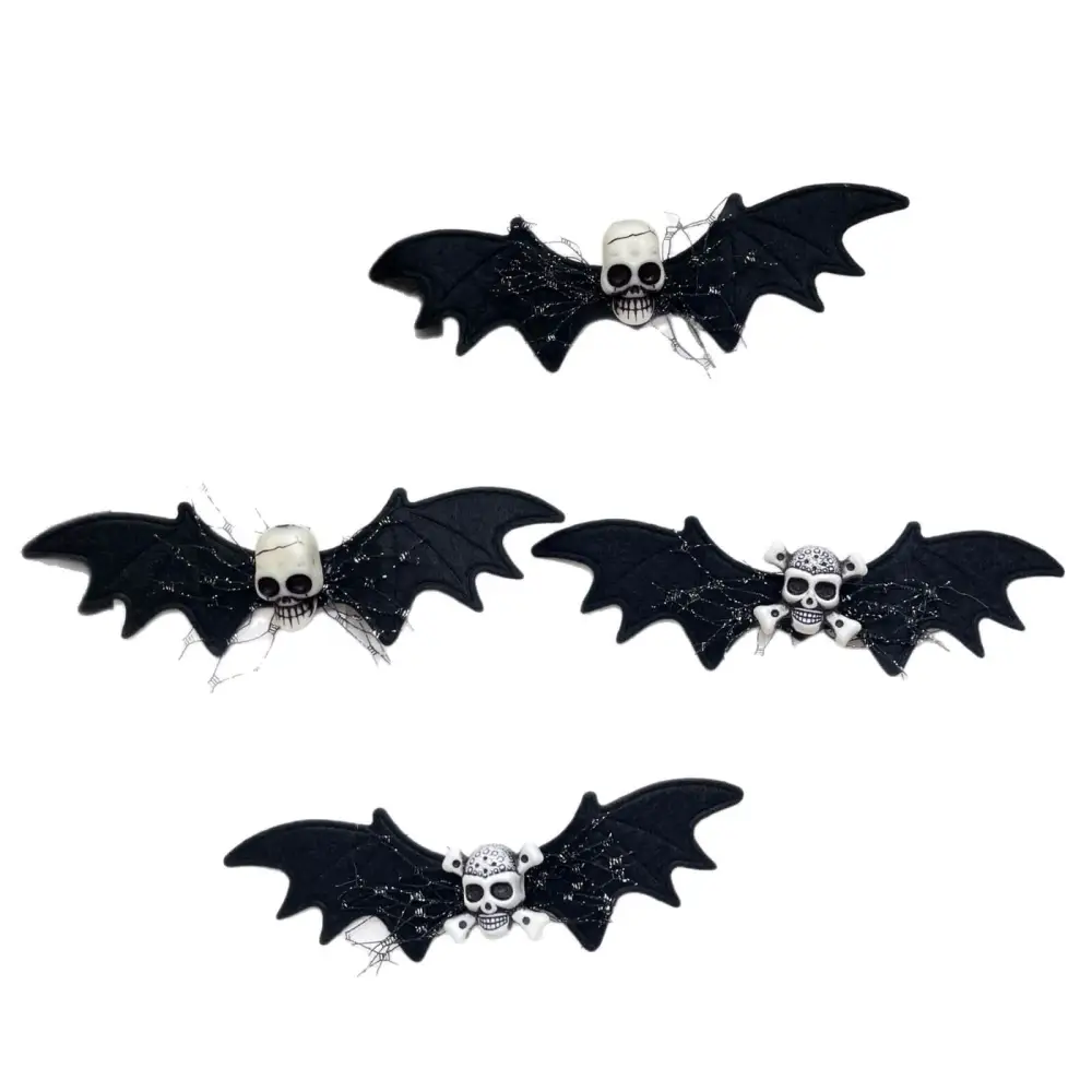 2pcs Halloween Skull Bat Hairpin