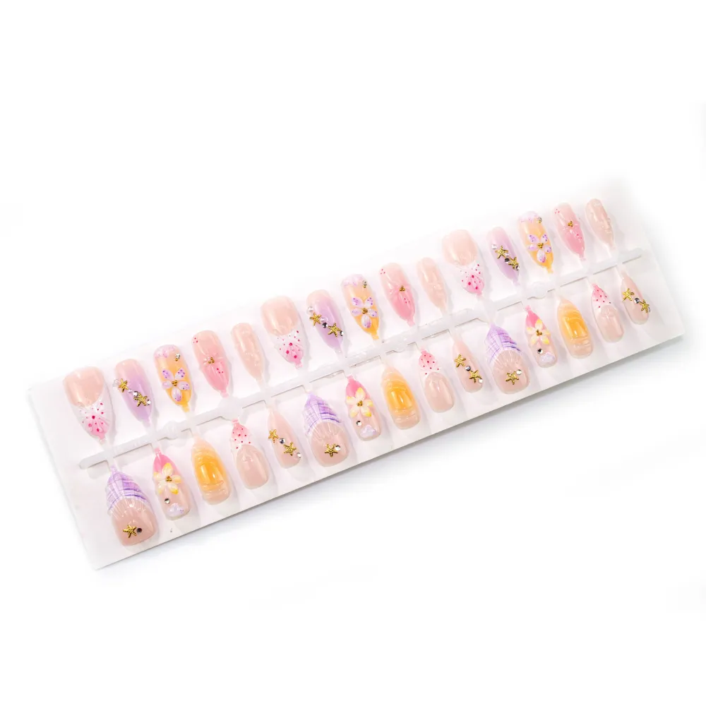 Nailhour 30Pcs Multicolo 3D Floral Resin Medium Almond Press On Nails