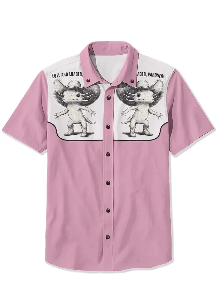 Axolotl Cowboy LOTL AND LOADED, PARDNER 100% Cotton Shirt