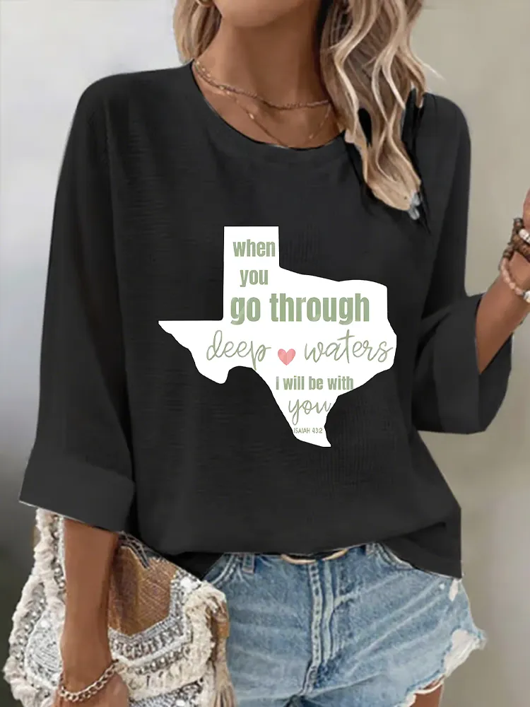 Women'S When You Go Through  Simple Loose Breathable Round Neck T-Shirt