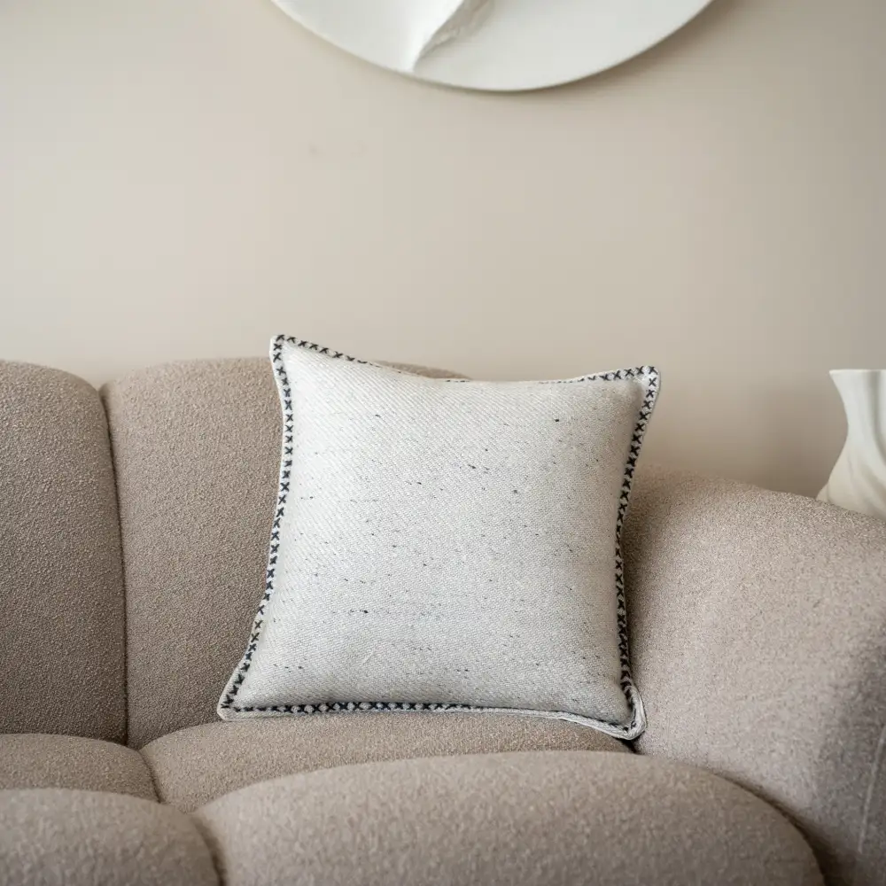 Slub Cross Stitch Cushion Cover