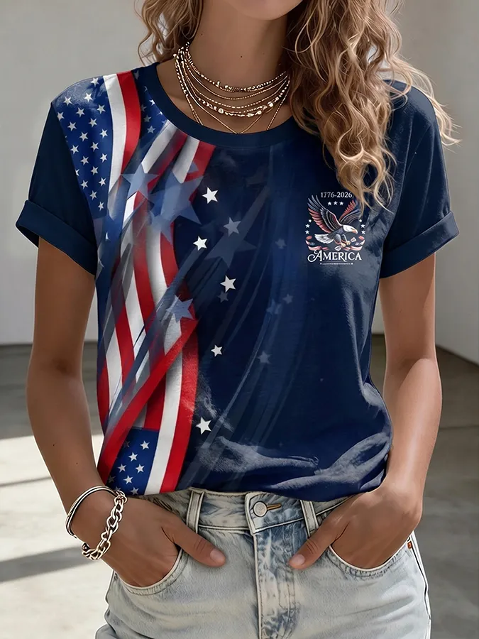Women's Casual American 250Th Anniversary Commemorative T-Shirt