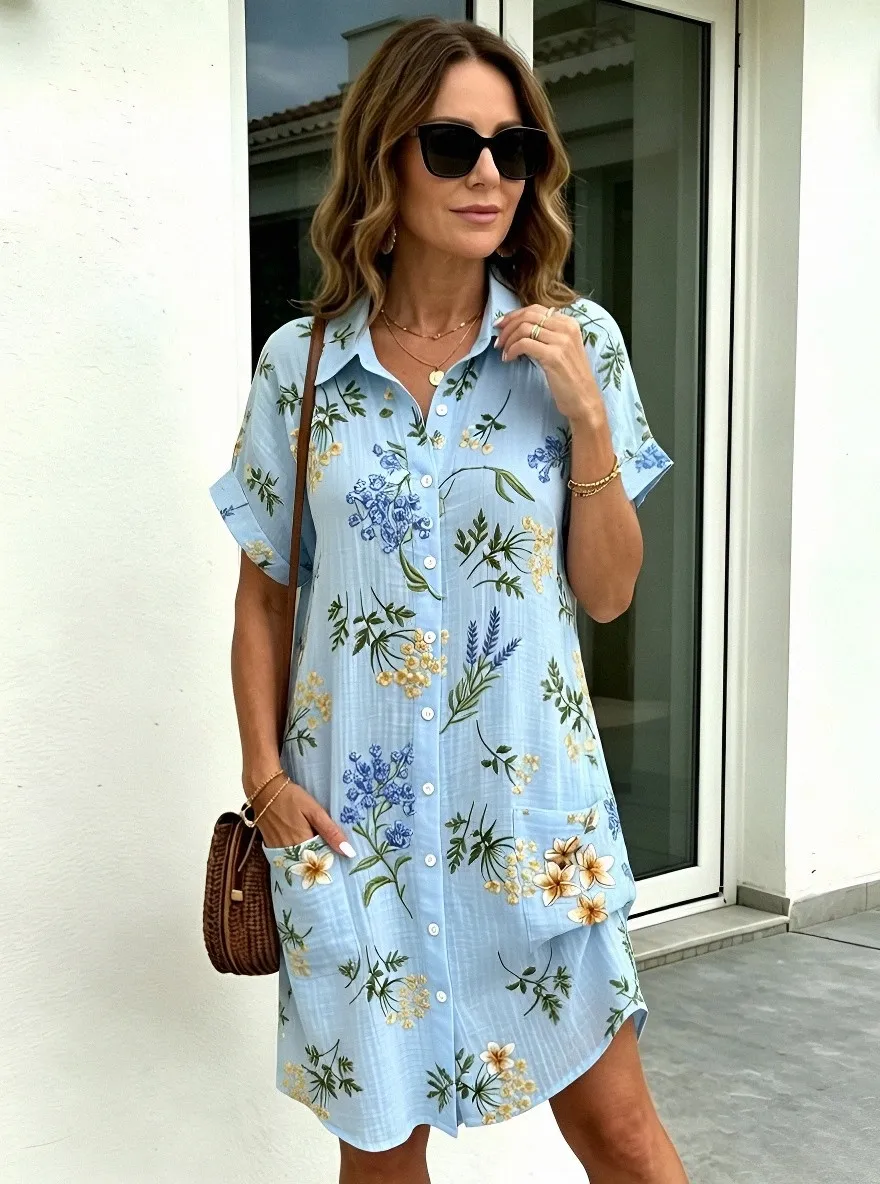Women's Summer Vacation Floral Embroidery Lace Trim Printed Dress