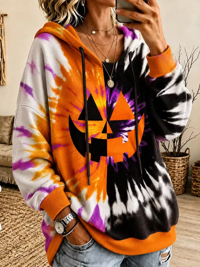 Women'S Halloween Art Print Casual Hoodie