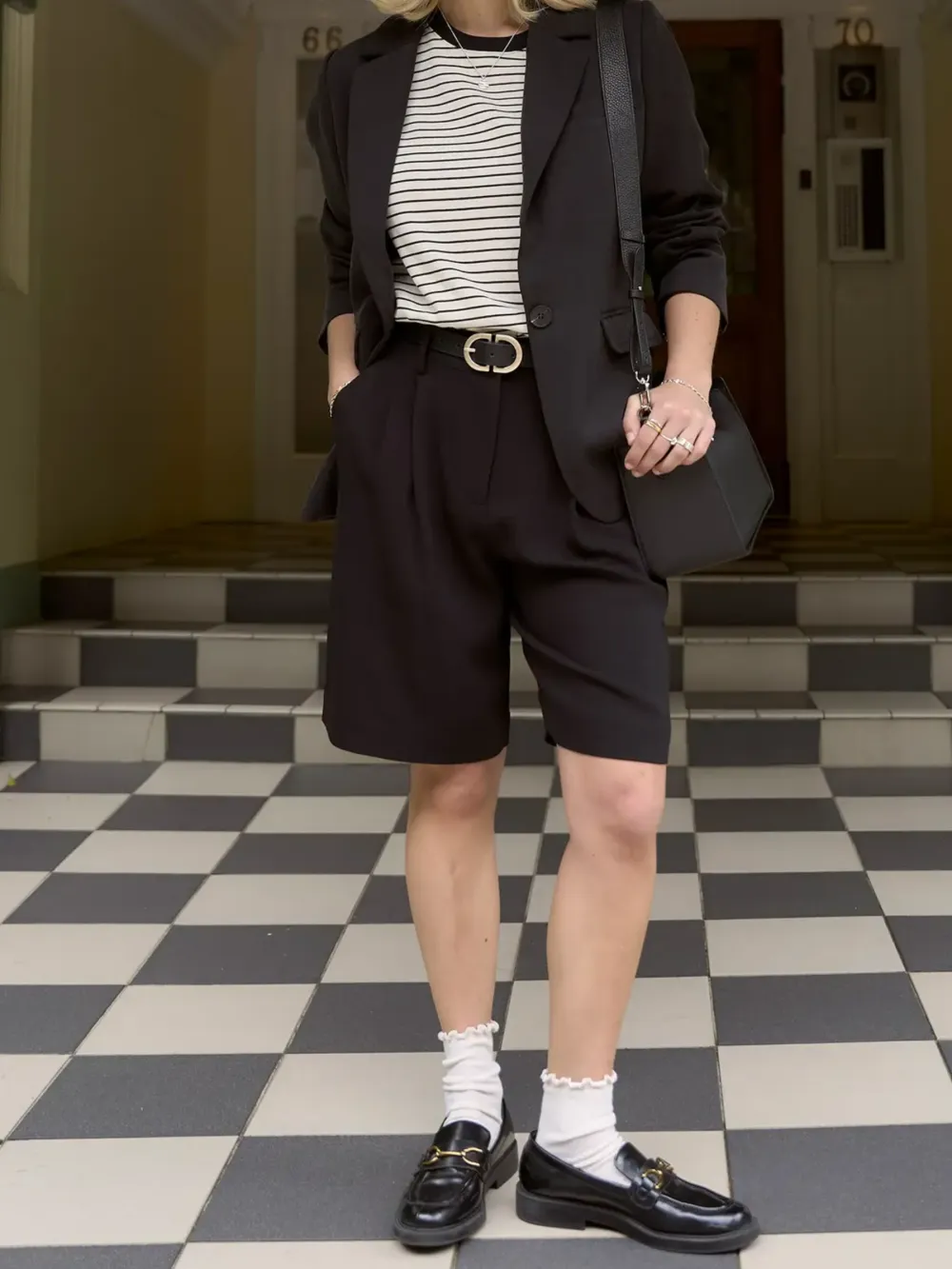 Black The Pleat Front Shorts