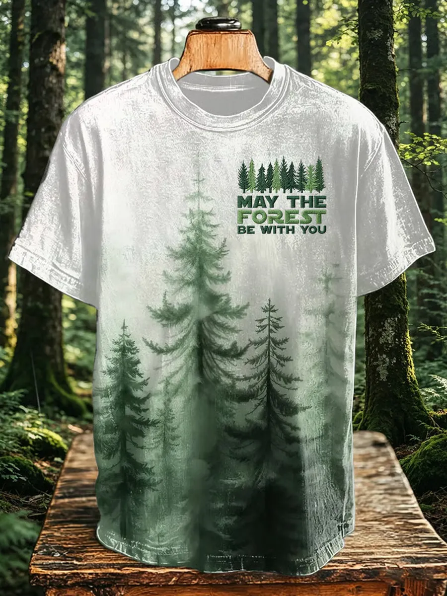 Men's May The Forest Be With You Printed Casual T-Shirt-2