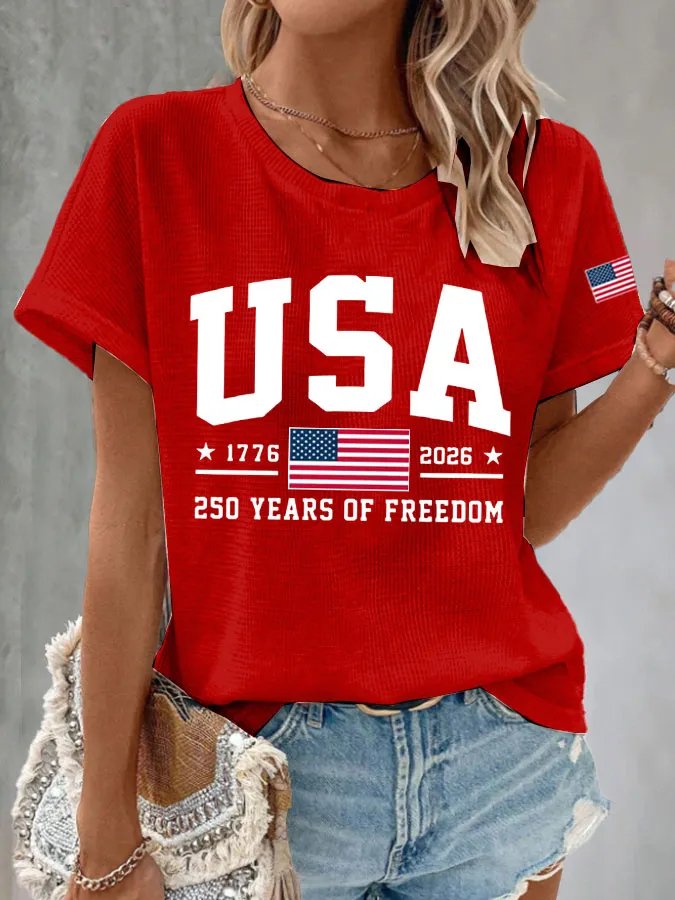 Women'S America Flag Printed Casual T-Shirt