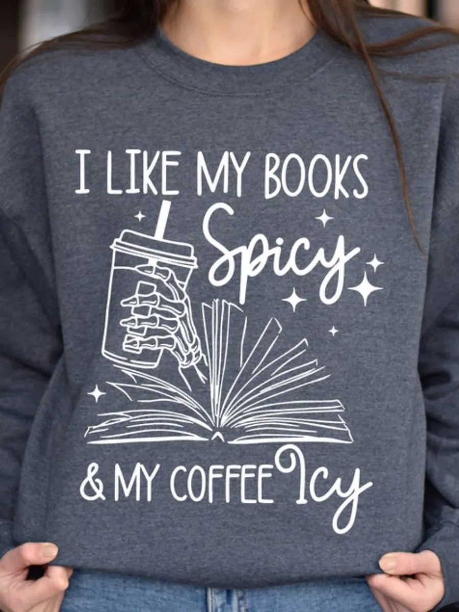 Book and Coffee Printed Sweatshirt