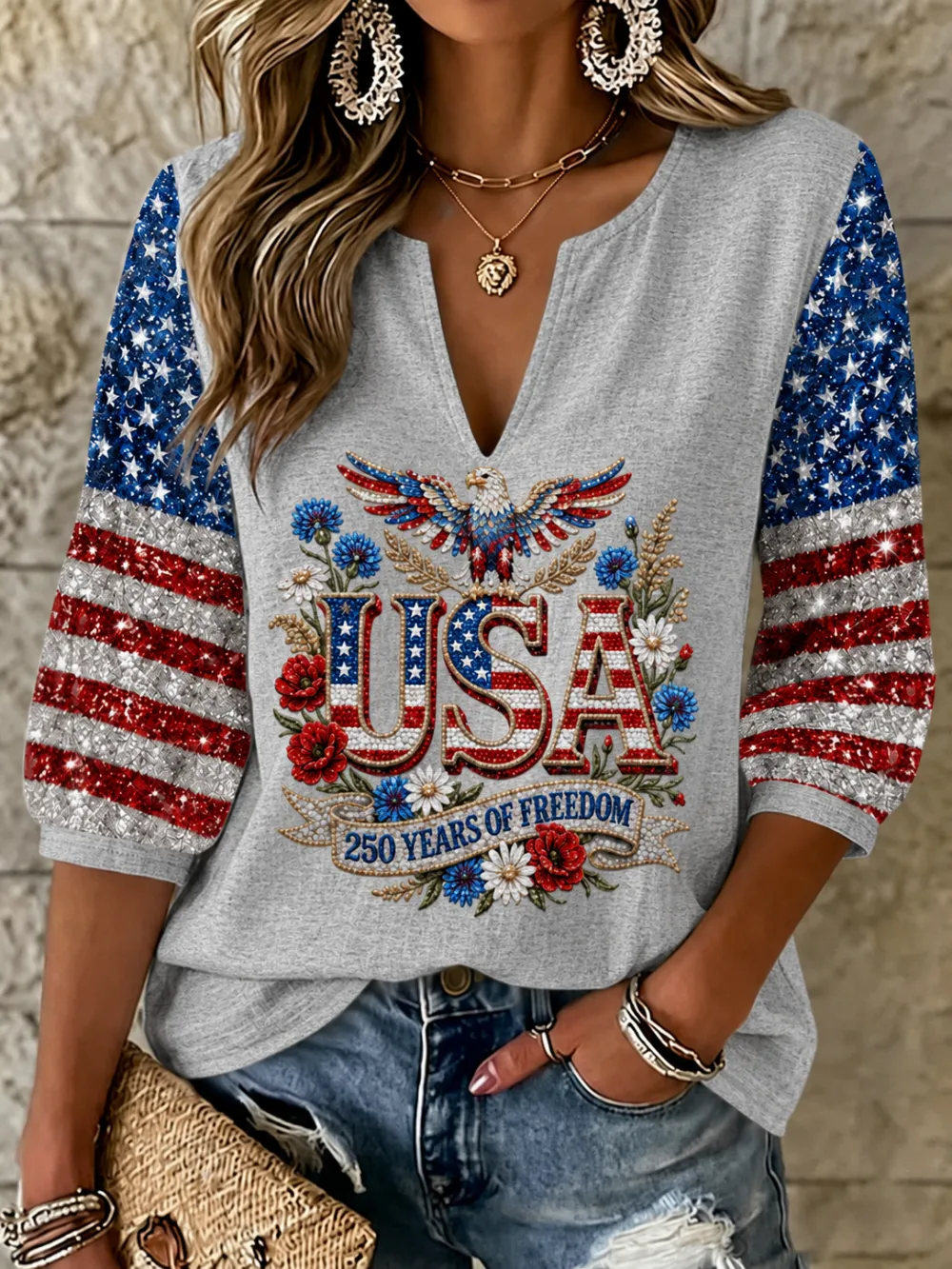 Women's 250th Anniversary Printed Casual Top