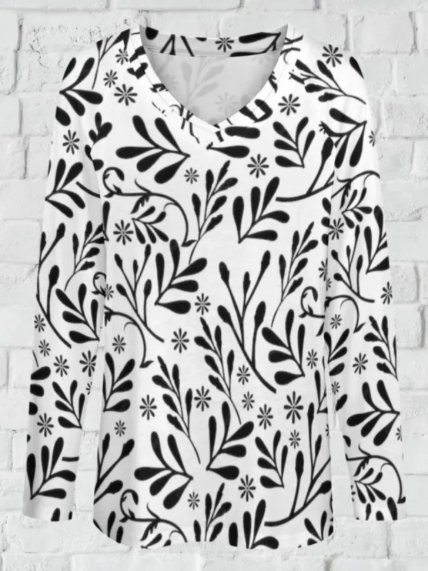 Minimalist Floral Long Sleeve T-Shirt