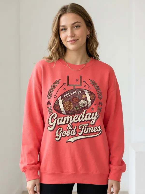Gameday Floral Graphic Football Graphic Sweatshirt