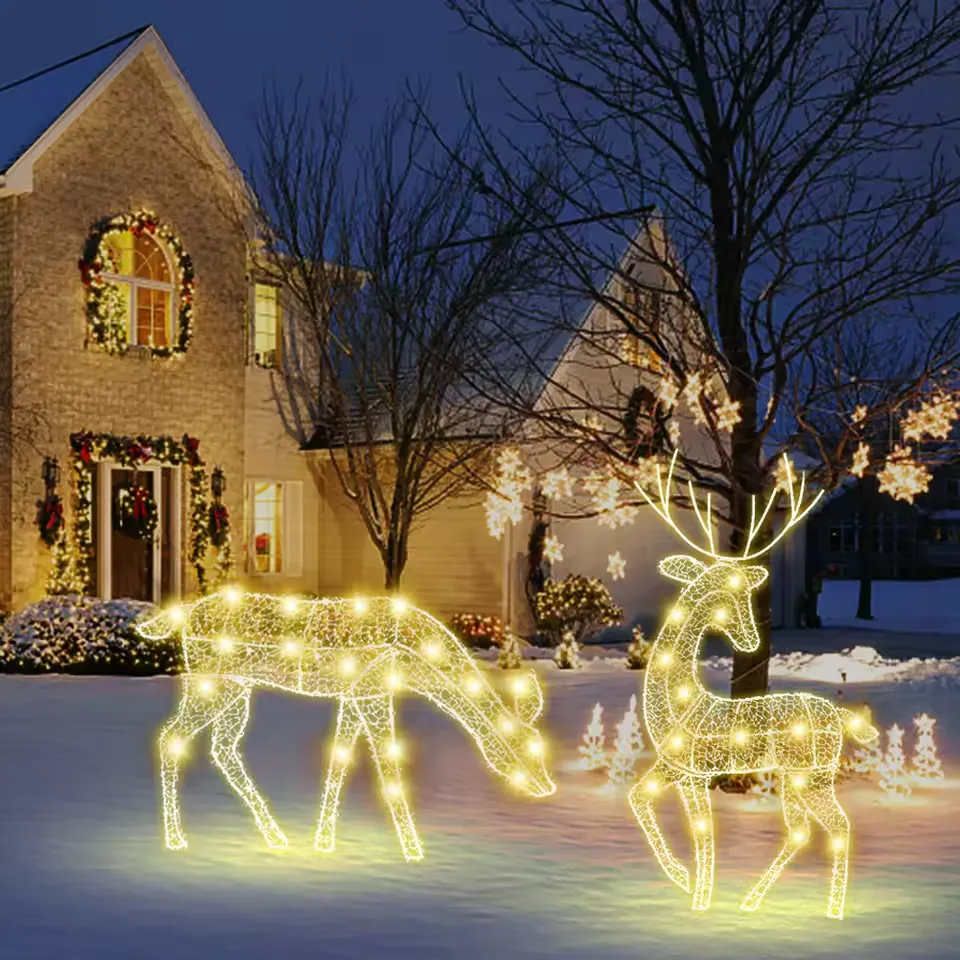 DIY Reindeer Ornaments Battery Powered Iron Art Reindeer Yard