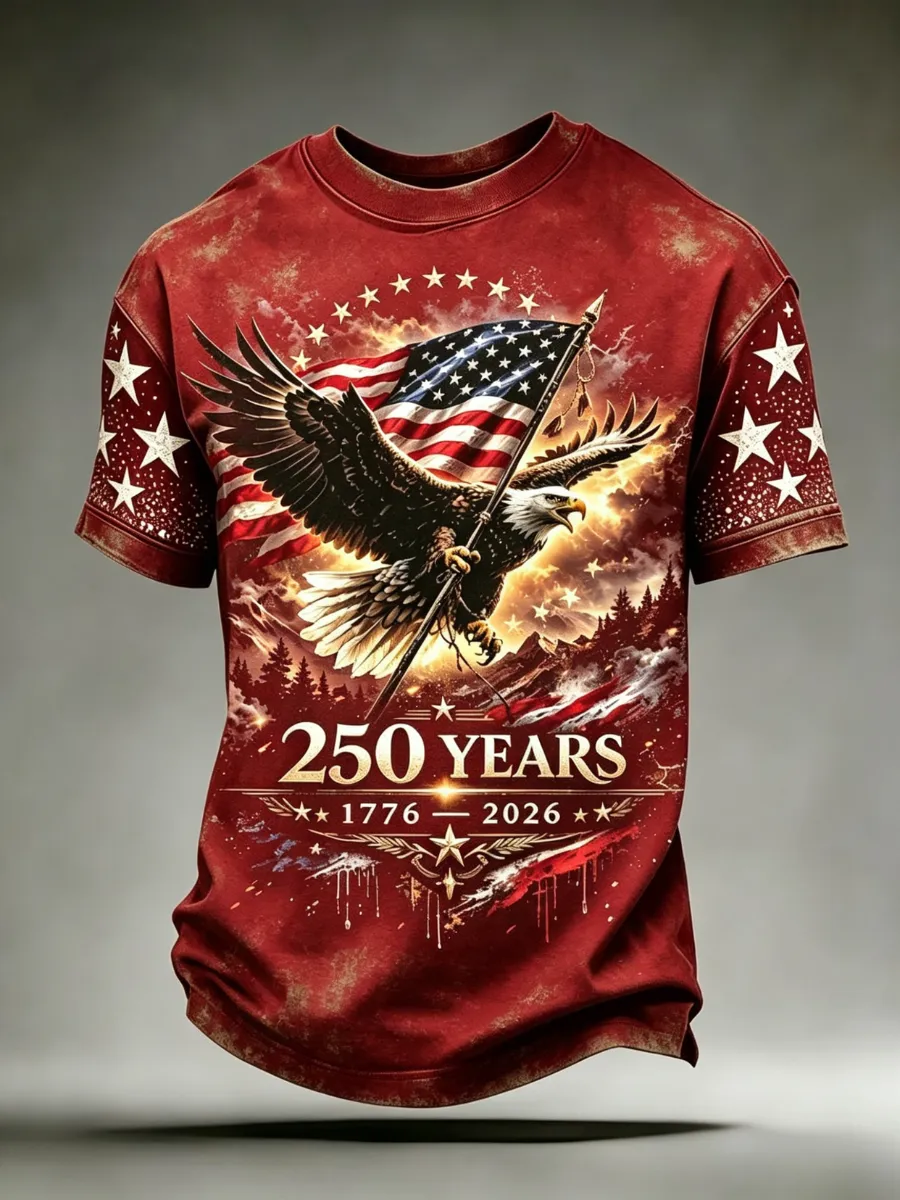Men's 250th Anniversary Celebration Bald Eagle Printed T-shirt