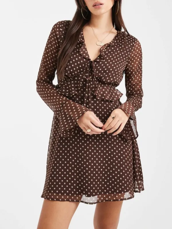 Ruffled V-Neck Mini Dress