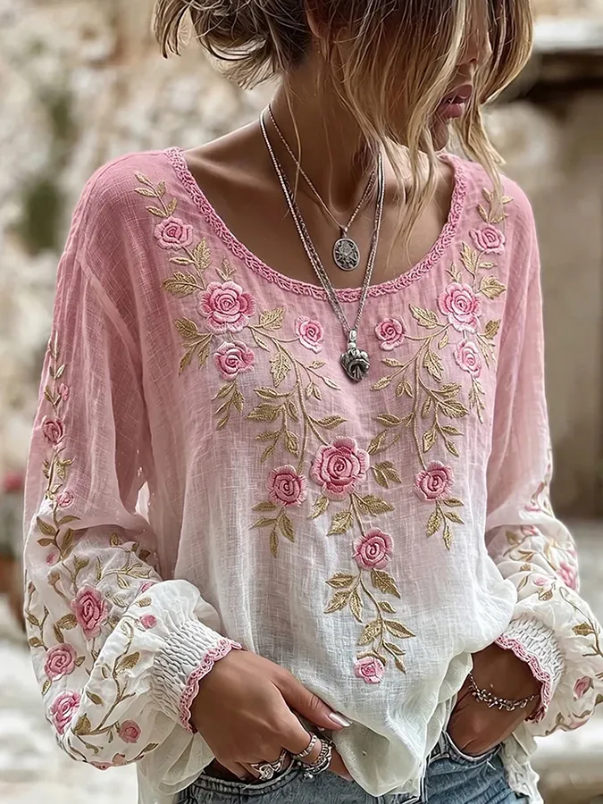 Women'S Floral Art Print  Top