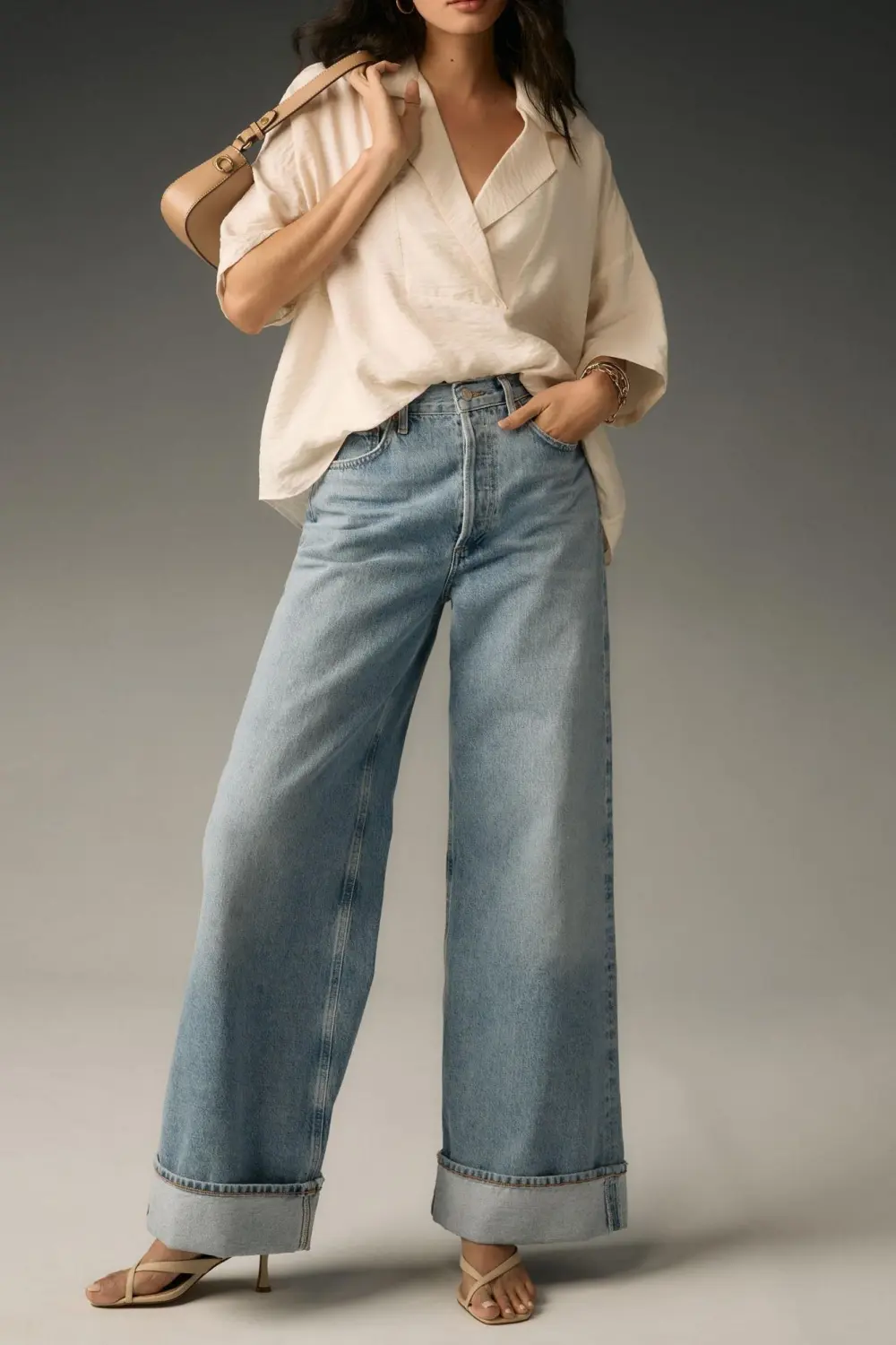 Short-Sleeve Wide Placket Top