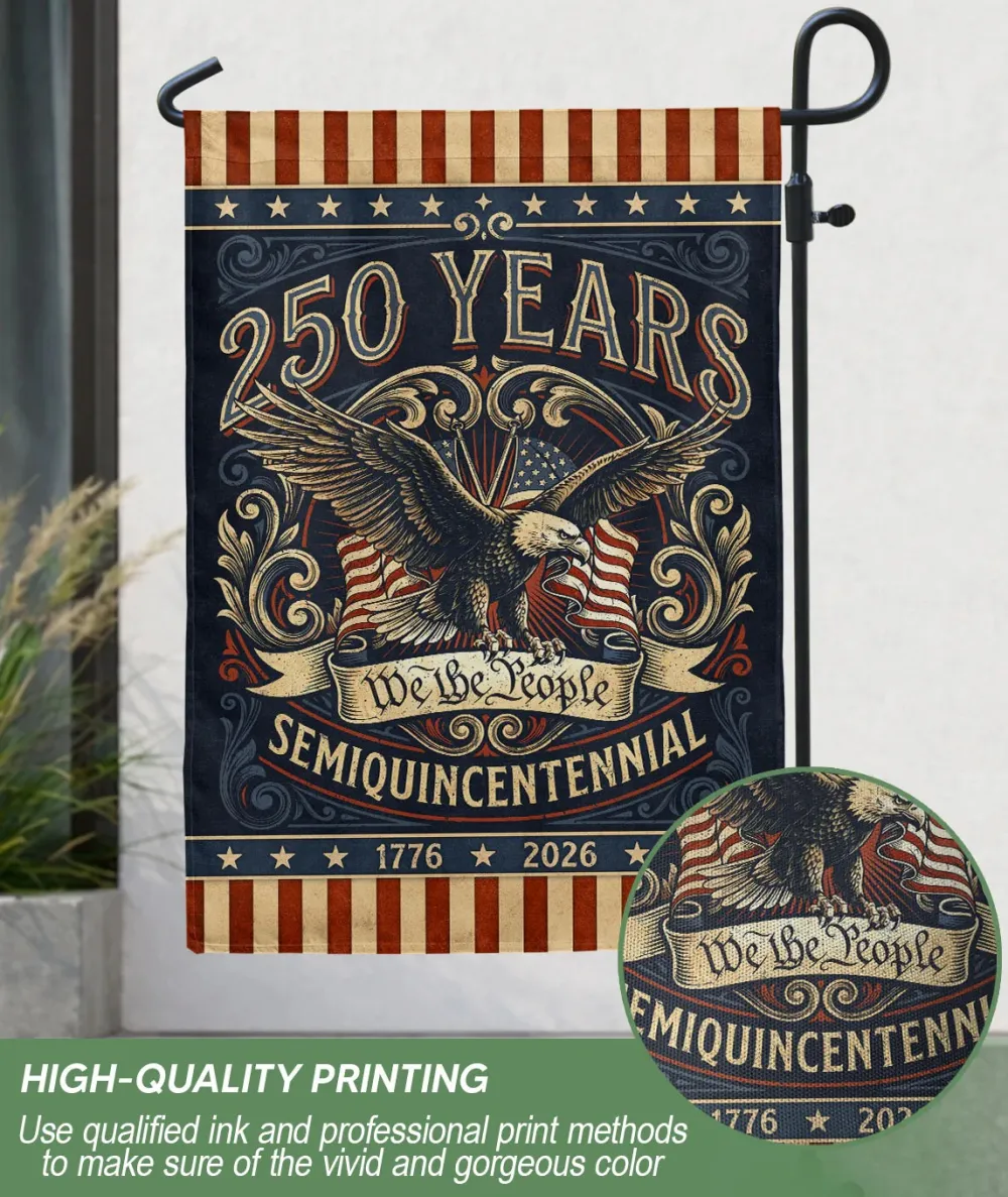 USA 250Th Anniversary 1776–2026 House Flag – Retro We The People Bald