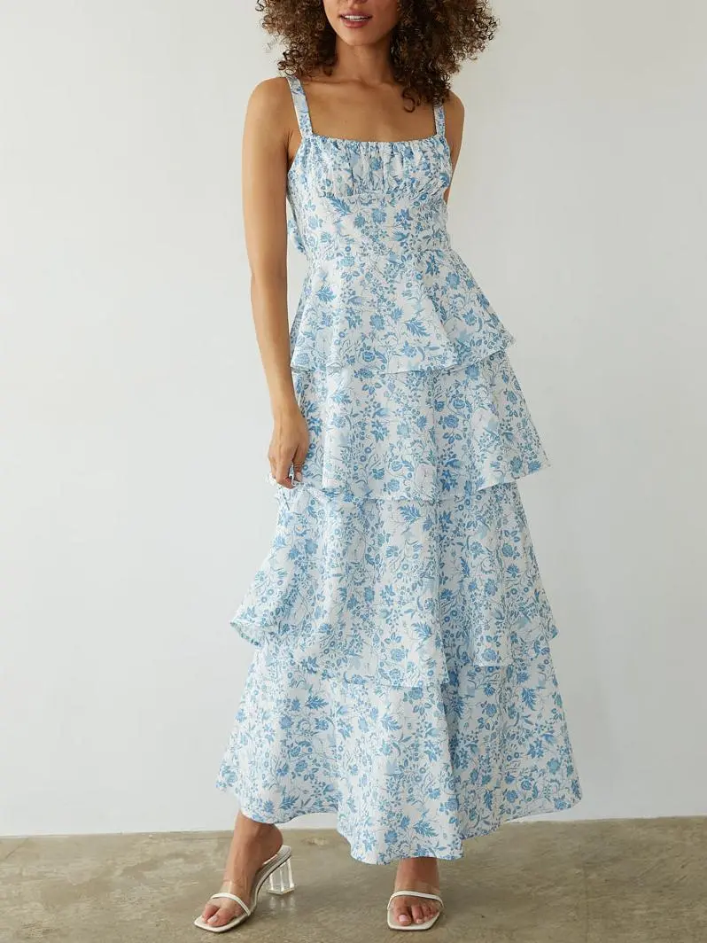 Bustier Tiered Maxi Dress