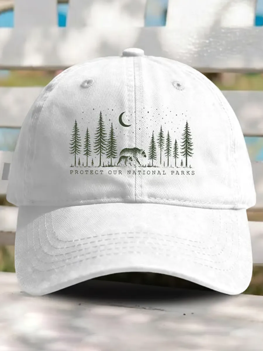 Unisex Protect Our National Parks Night Forest Bear Cap