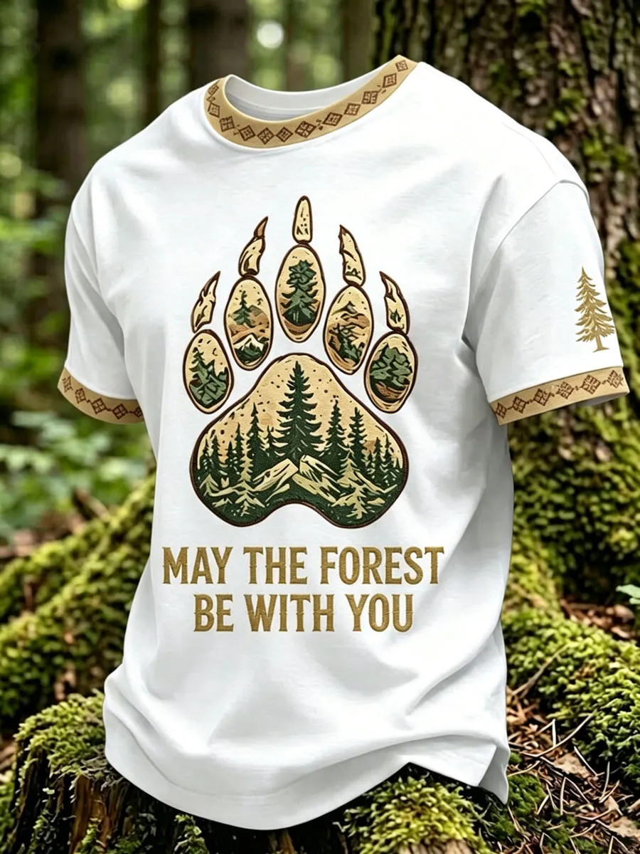 Men's May The Forest Be With You Printed Casual T-Shirt