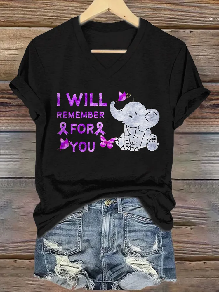 Women's  I Will Remember For You V-Neck T-Shirt