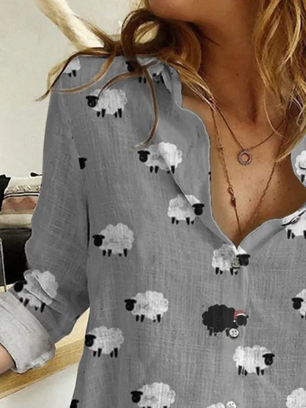Cute Sheep Print Shirt