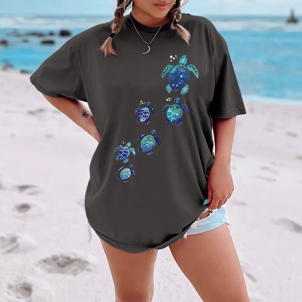 Crew Neck Art Graphic Cotton T-Shirt