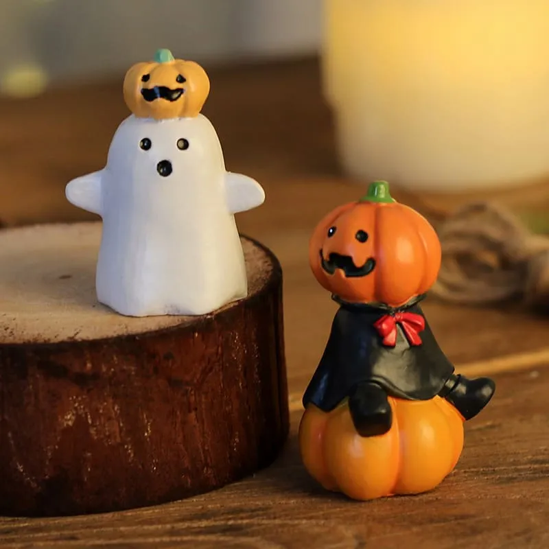 Halloween Cute Pumpkin Ghost Owl Resin Ornament For Home Decor