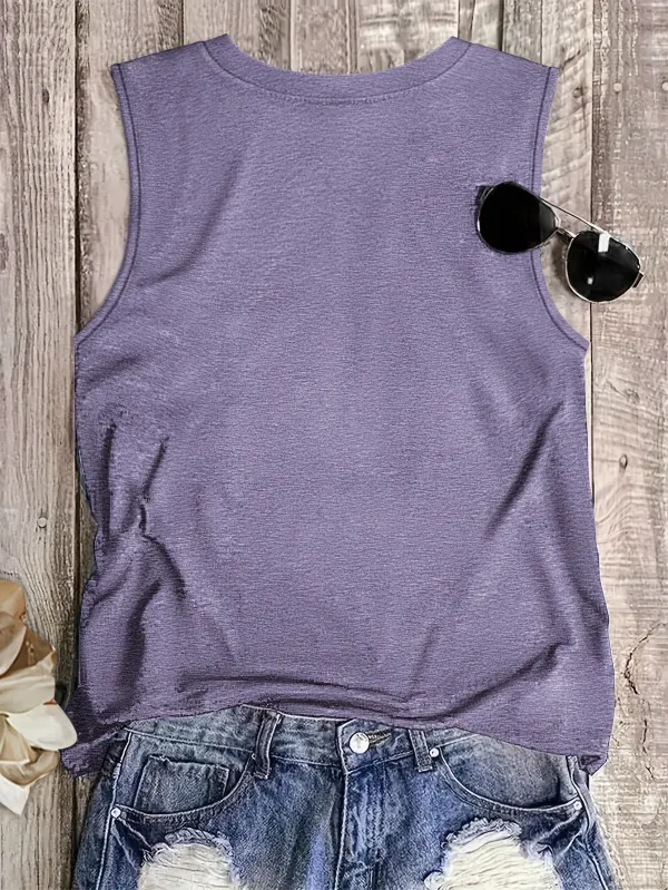 Retro Sun Moon Print Tank Top